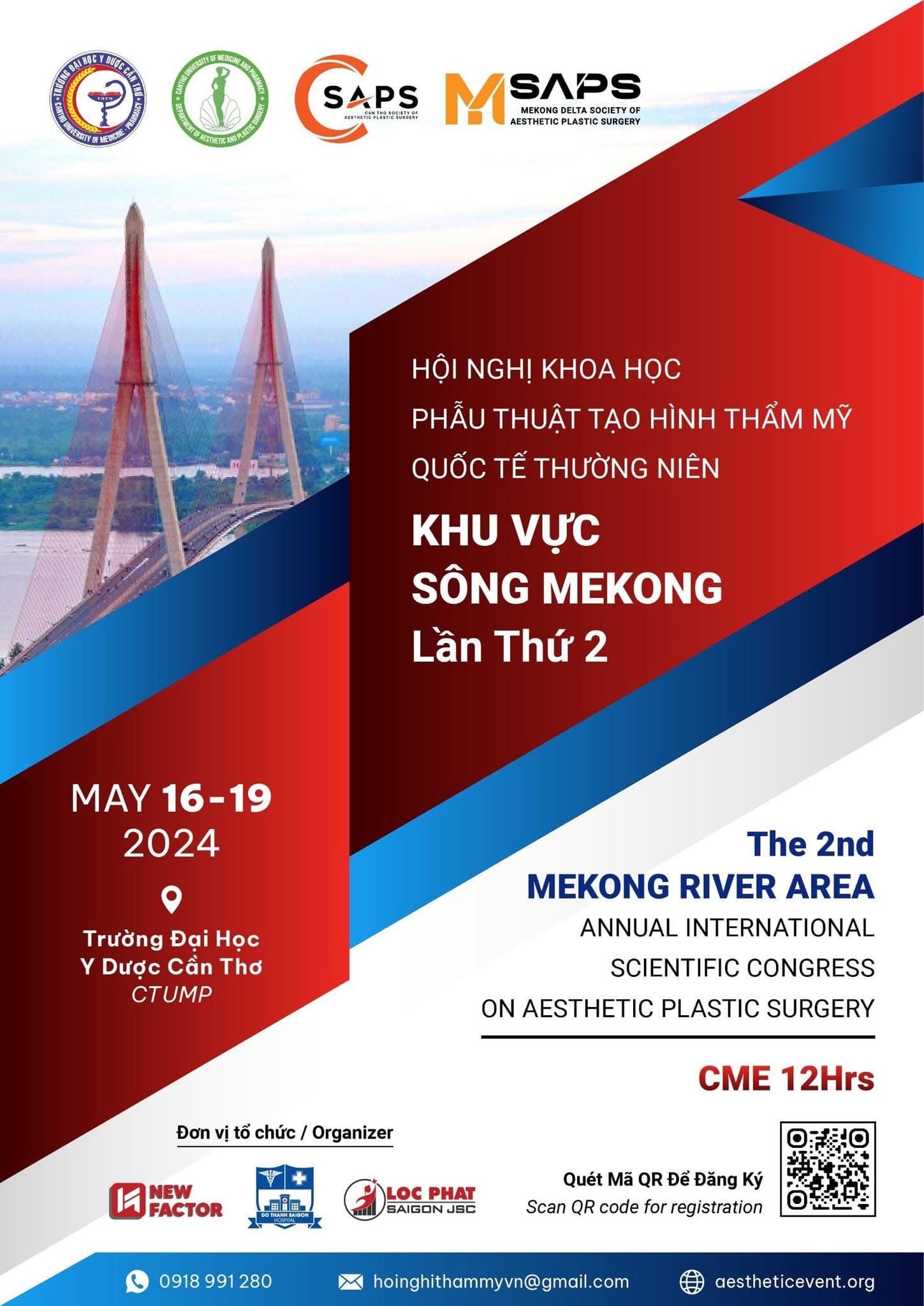 Poster Hội nghị khoa học Phẫu thuật Tạo hình Thẩm mỹ Quốc tế thường niên khu vực sông Mekong lần thứ II năm 2024
